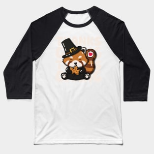Cute Red Panda Happy Thanksgiving Baseball T-Shirt